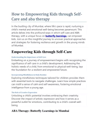 How to Empowering Kids through Self-Care and aba therapy
