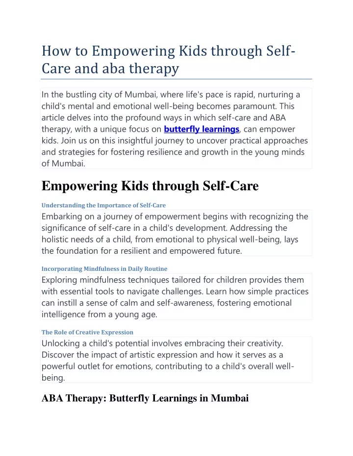 how to empowering kids through self care
