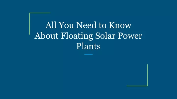 all you need to know about floating solar power