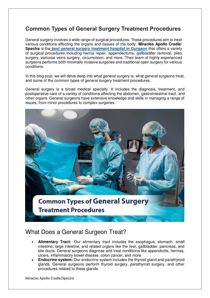 common types of general surgery treatment