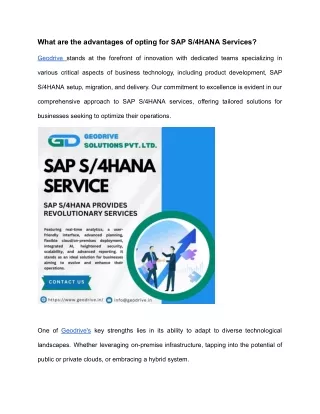 What are the advantages of opting for SAP S_4HANA Services_