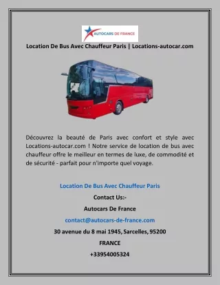 Location De Bus Avec Chauffeur Paris | Locations-autocar.com