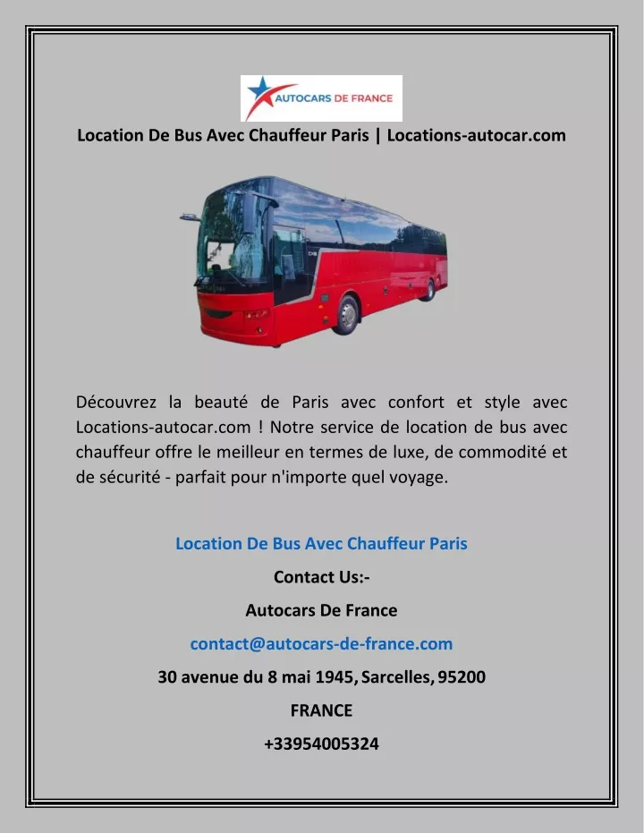 location de bus avec chauffeur paris locations