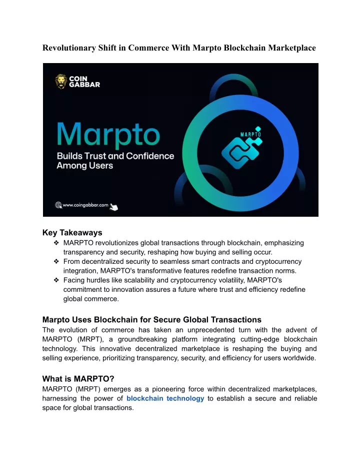 revolutionary shift in commerce with marpto