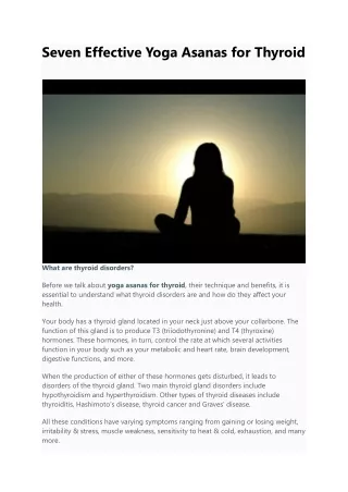 seven effective yoga asanas for thyroid
