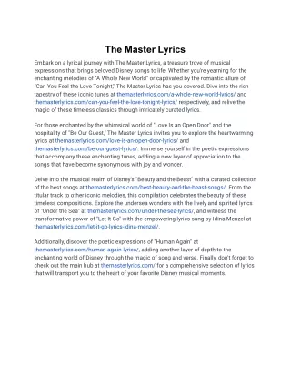 The Master Lyrics