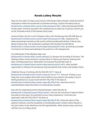 Kerala Lottery Results