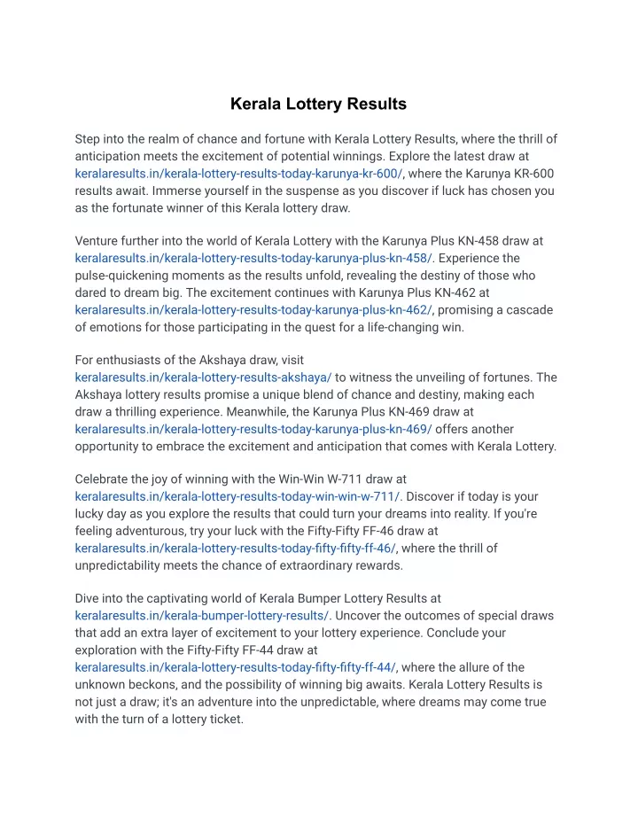 kerala lottery results