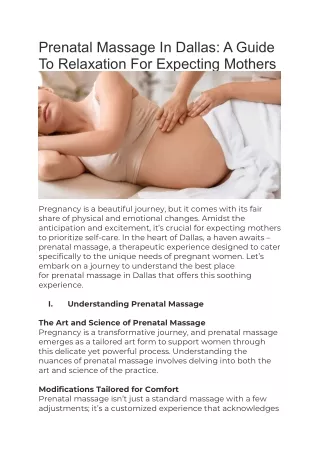 Prenatal Massage In Dallas A Guide To Relaxation For Expecting Mothers