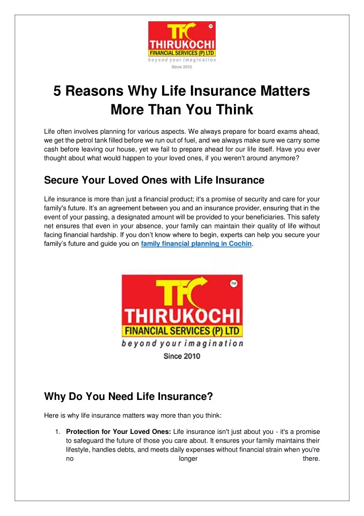 5 reasons why life insurance matters more than