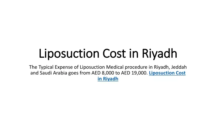 liposuction cost in riyadh