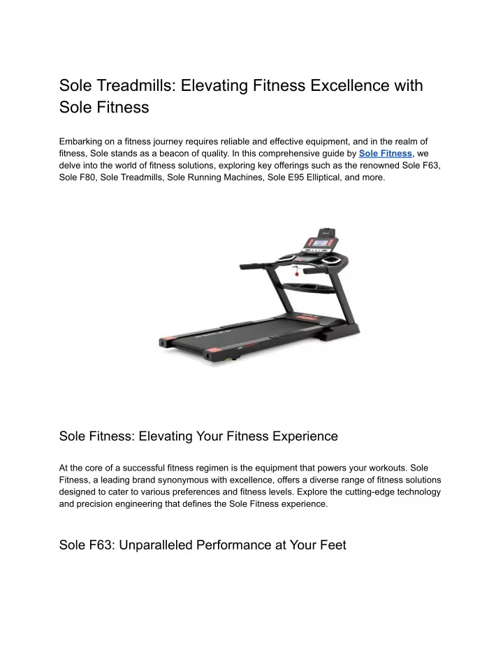 sole treadmills elevating fitness excellence with