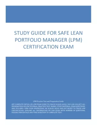 Study Guide for SAFe Lean Portfolio Manager (LPM) Certification Exam