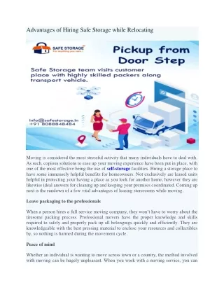 advantages of hiring safe storage while relocating