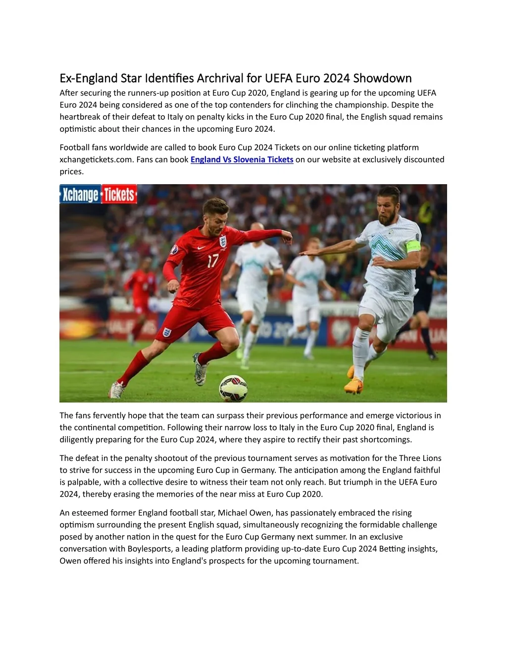PPT - Ex-England Star Identifies Archrival for UEFA Euro 2024 Showdown ...