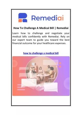 How To Challenge A Medical Bill | Remediai