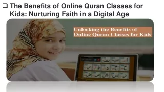 The Benefits of Online Quran Classes for Kids Nurturing Faith in a Digital Age