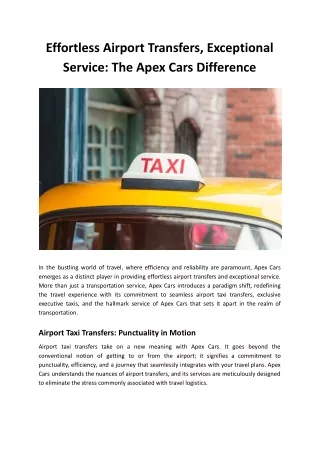 effortless airport transfers exceptional service