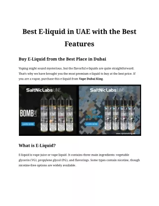 Best E-liquid in UAE with the Best Features