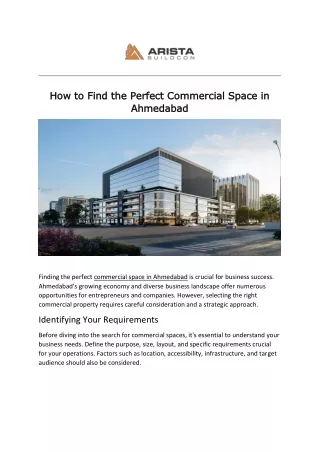 How to Find the Perfect Commercial Space in Ahmedabad