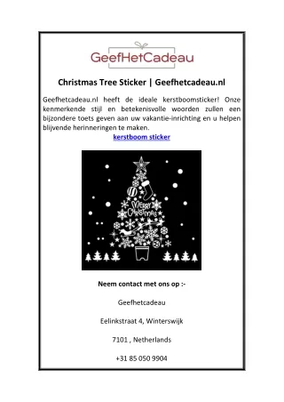 Christmas Tree Sticker | Geefhetcadeau.nl