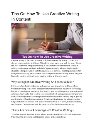 Tips On How To Use Creative Writing In Content