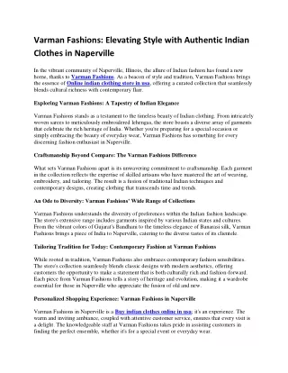 Indian clothes in naperville - Varman Fashions