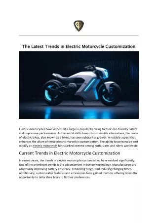 The Latest Trends in Electric Motorcycle Customization