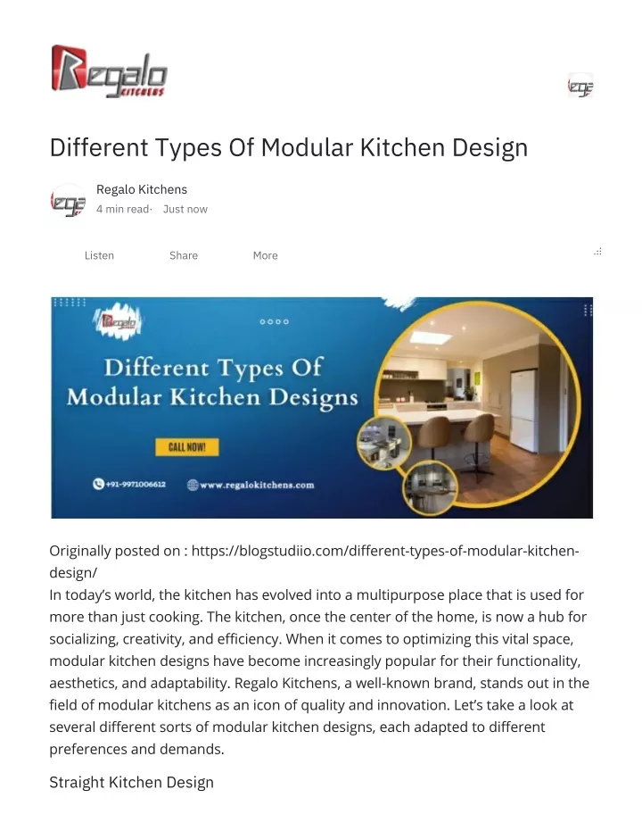 different types of modular kitchen design