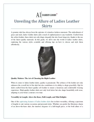 Unveiling the Allure of Ladies Leather Skirts