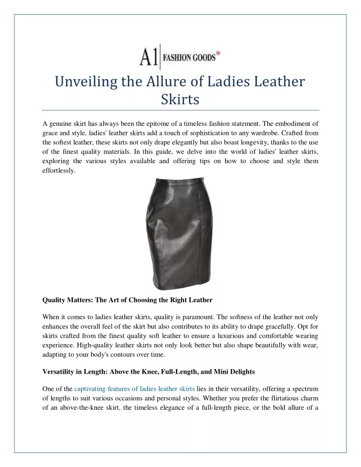 unveiling the allure of ladies leather skirts