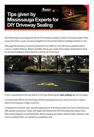 Tips given by Mississauga experts for DIY driveway sealing