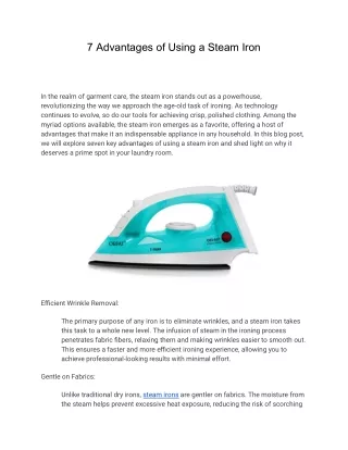 7 Advantages of Using a Steam Iron - Orpat Group
