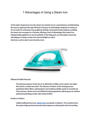 7 Advantages of Using a Steam Iron - Orpat Group