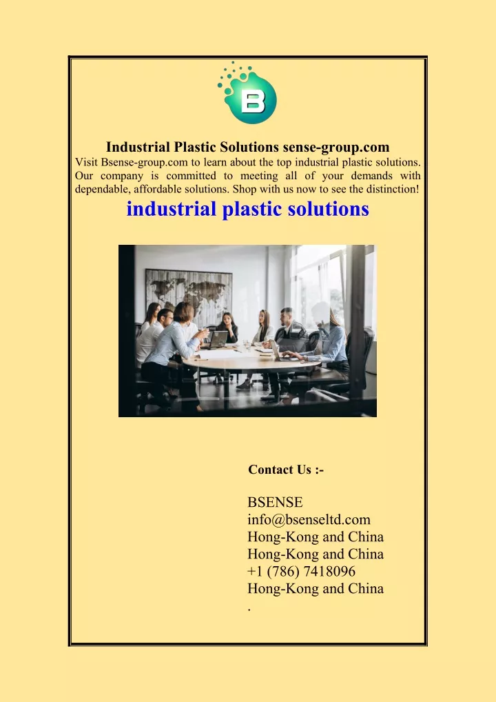 industrial plastic solutions sense group