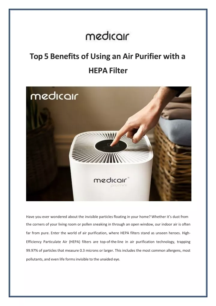 top 5 benefits of using an air purifier with a hepa filter