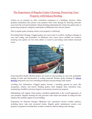 The Importance of Regular Gutter Cleaning Preserving Your Property with Salazar Roofing