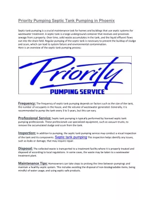 priority pumping septic tank pumping in phoenix