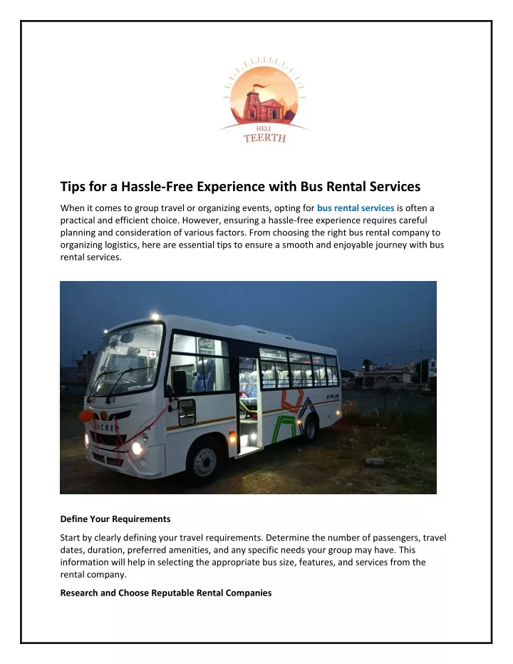 tips for a hassle free experience with bus rental