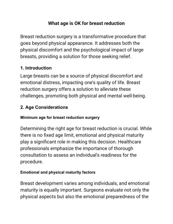 what age is ok for breast reduction