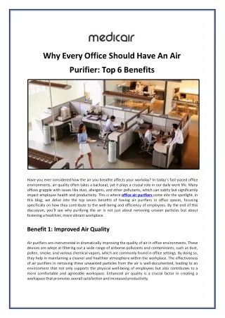 Why Every Office Should Have An Air Purifier Top 6 Benefits