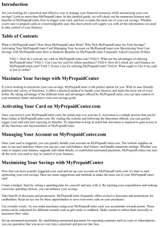 Maximize Your Cost Savings with MyPrepaidCenter