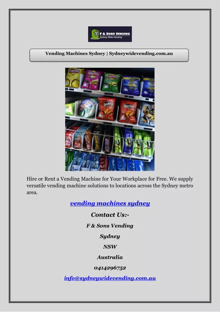vending machines sydney sydneywidevending com au