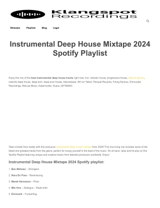 Instrumental Deep House Mixtape 2024 Spotify Playlist
