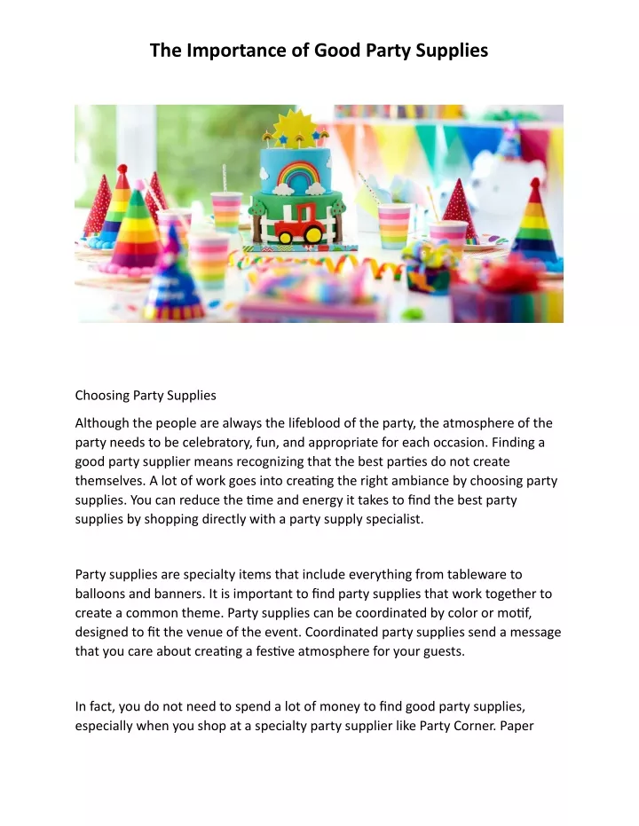 the importance of good party supplies