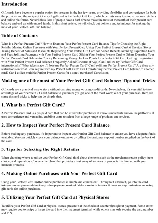 Taking advantage of Your Perfect Gift Card Balance: Advice
