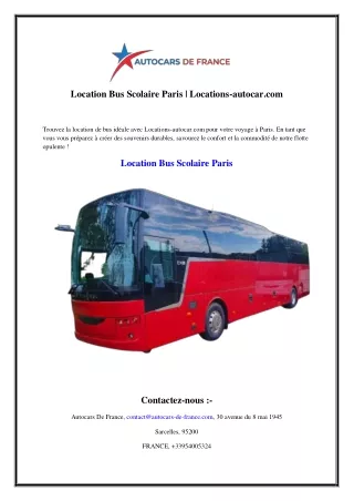 Location Bus Scolaire Paris - Locations-autocar