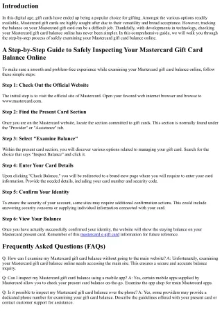 A Step-by-Step Guide to Safely Examining Your Mastercard Gift Card Balance Onlin