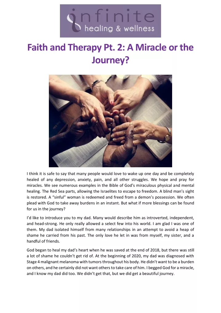 faith and therapy pt 2 a miracle or the journey