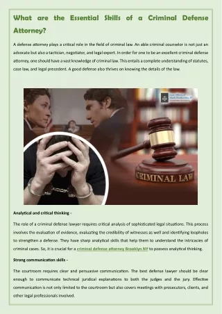 What are the Essential Skills of a Criminal Defense Attorney